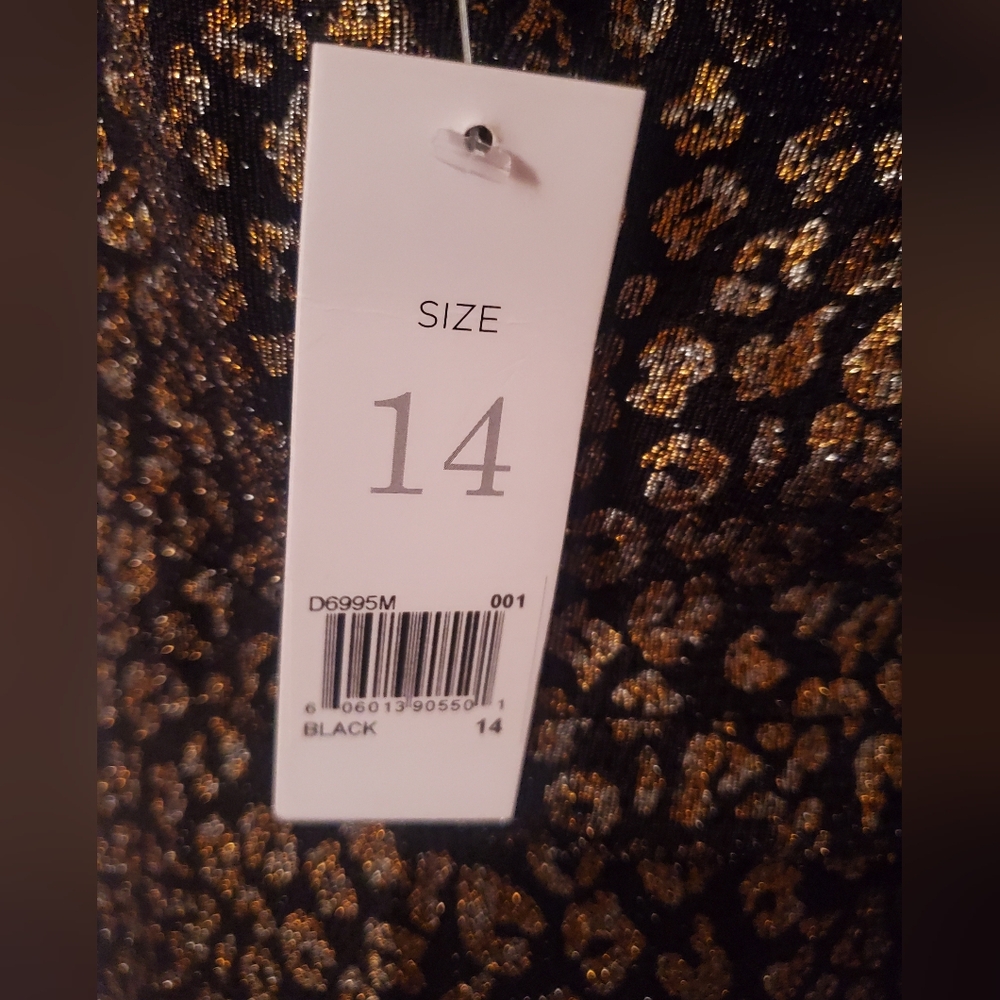 Donna Morgan Black and Gold Animal Print Dress - Picture 5 of 6